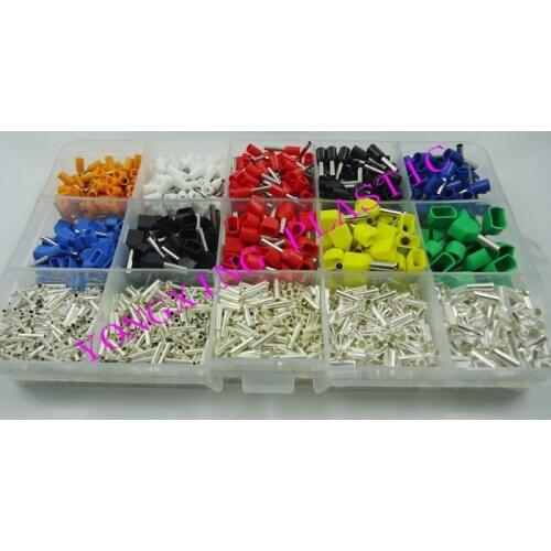 2590pcs/set 8 Color 15 size Twin Cord End Terminals Electrical Crimp Crimper cord wire end insulated terminal block