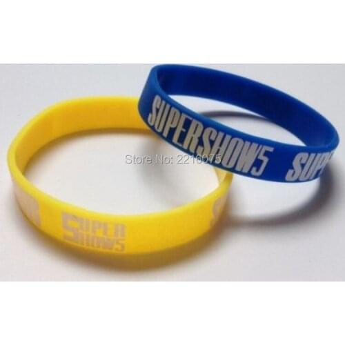 300pcs Silkscreen printed K-POP Super Junior sj SHOW5 wristband silicone bracelets free shipping by DHL express