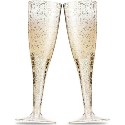 5pcs/set Champagne Flute Plastic Drink Cup Marriage Party Wine Cocktail Decor Cup Wedding Toasting Glasses New Year Feast Decor