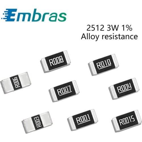 50Pcs 2512 3W SMD Alloy Set Of Resistor 1% Tolerance 0.008R 0.035R 0.06R 0.13R 0.24R 0.33R 0.4 Ohm Low Ohmic Chip Resistance Kit
