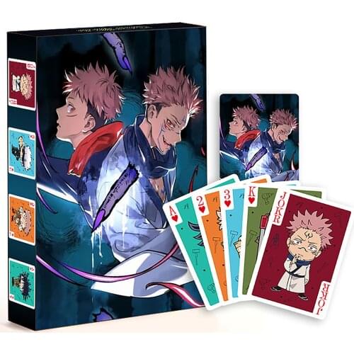 54 Pcs/Set Anime Jujutsu Kaisen Poker Cards Gojo Satoru Yuji Itadori Cosplay Board Game Cards Collection Toy Gift