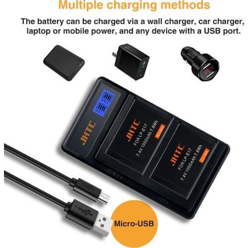 LP-E17 LPE17 Battery for Canon EOS M3 M5 M6 EOS Rebel T6i T6s T7i SL2 77D 750D 760D 8000D Camera Batteries Charger 1050mAh