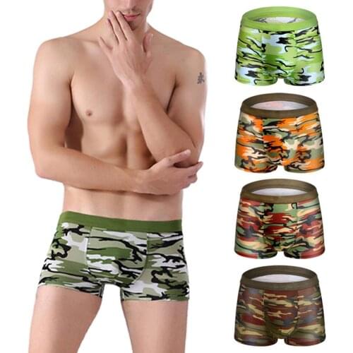 4pcs Boxers Men Camouflage Print Underwear Men Mid Rise U Convex Boxers Shorts Boxershorts Men Boxers Underwear Mens Boxers