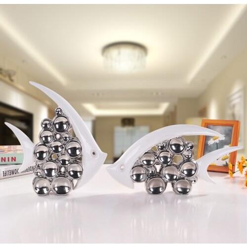 Bouble Couple Kiss Fish Vase Modern Ceramic Furnishing Articles For Living Room Home Decoration Silver Bubble