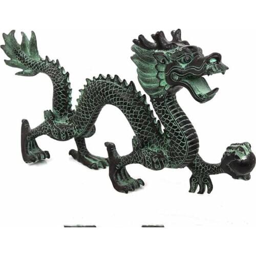 Feng Shui bronze dragon catching beads ornaments lucky home crafts decorative art