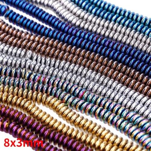 Natural Hematite abacus Loose Seed Beads 8x3mm Luck Blessing Change Destiny for Jewelry Making DIY Bracelet Necklace Earring