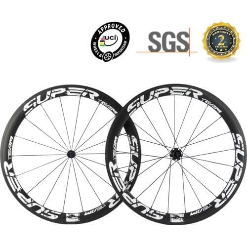SUPERTEAM UCI Approved Carbon Wheelset 50mm Clincher Bike Wheels Basalt Braking Surface With R7 Hub