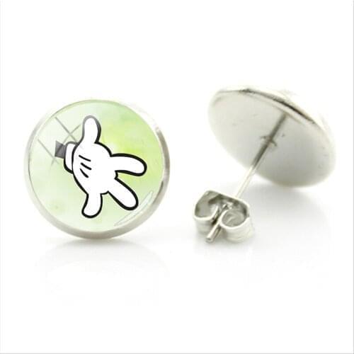 Disney Creative Mickey Mouse Earrings Handmade Dome Glass Earrings Multi-model Art Photo Fashion Taste Earrings