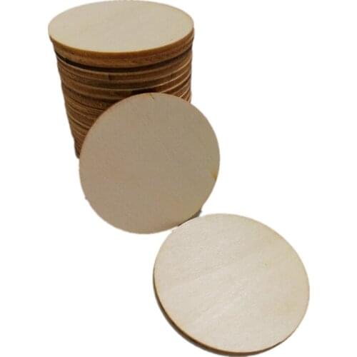 25PCS 50MM Round Wood Discs for Crafts Unfinished Wooden Circles Rounds Slices for Wedding Decoration Christmas Tree Ornaments
