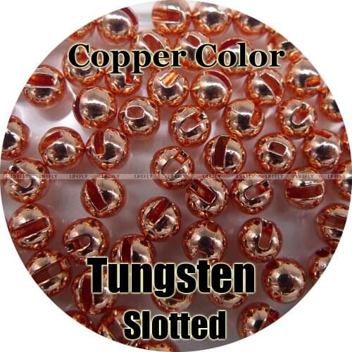Copper Color, 100 Tungsten Beads, Slotted, Fly Tying, Fishing