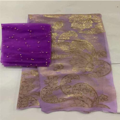 Fashion Design 5 Yards African Soft Metal Silk Fabric With 2 Yards Swiss Voile Lace Fabric, Suitable For Women Clothing!LXF61513