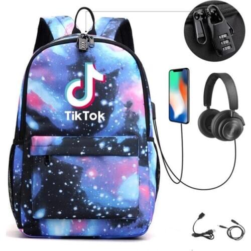 TIK TOK Fashion Backpack For Boys Girls USB School Bag Korean Style Teen Women Men Leisure Schoolbag Payton Lock Mochilas