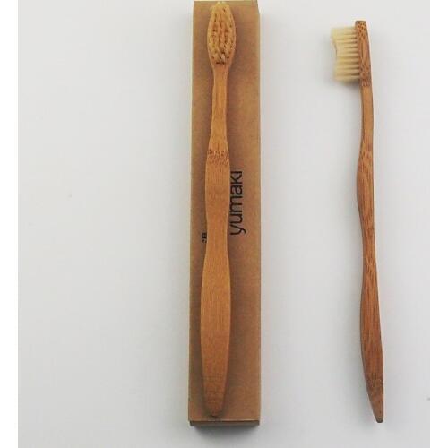 50 Pieces Painted Bamboo Made Toothbrush Wood toothbrush Novelty Bamboo soft-bristle Capitellum Bamboo Fibre Wooden Handle