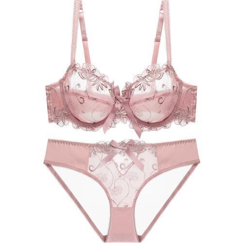 20Pcs/Lot NEW Women Embroidery Transparent Bra Plus Size Lace Bra Brief Sets Sexy Lingerie Bikini Intimates Set