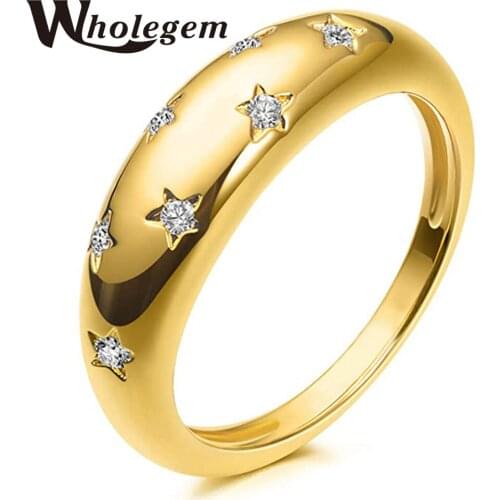 WHOLEGEM Trendy Bright Starry Sky Style Finger Ring For Women Sparkling Cubic Zirconia Female Cocktail Charm Jewelry Anniversary
