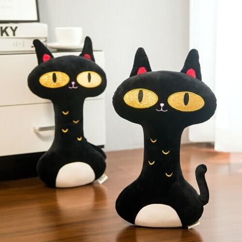 New 45CM Magic Golden Eyes Black Cat Plush Toy Japan Anime Black Cat Girly PLushies Cushion Soft Decor Pillow Girl Birthday Gift