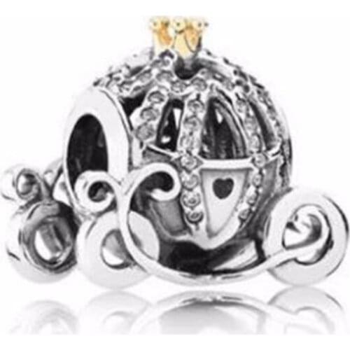 Cinderellas Pumpkin Charm 100% Real 925 Sterling Silver Cinderellas Pumpkin Charms Fit Original Bracelet Diy Jewelry