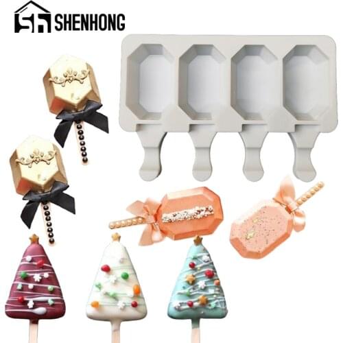 SHENHONG Summer Cold Drink Silicone Popsicle Molds Ice Cream Moulds 50pcs Sticks Cube Tray Dessert Tools Kitchen Bar Supplies
