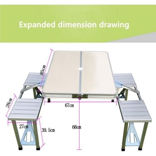 Portable Outdoor Folding Tables and Chairs One - Piece Set 4-Person Garden Table Camping Barbecue Table Occasional Table Dining