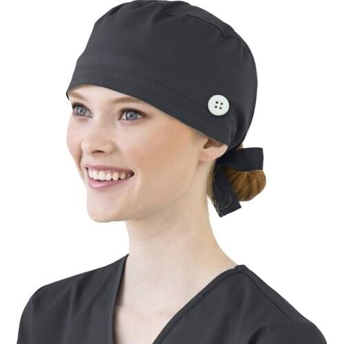 Scrub Cap With Buttons Bouffant Hat With Sweatband for Womens and Mens Unisex Solid Adjustable Elastic multicolor scrubs hats