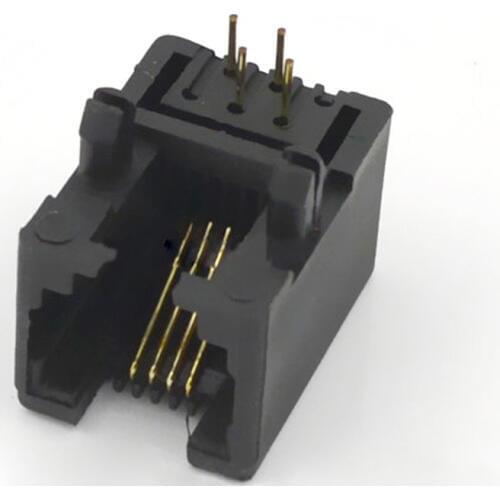 10pcs RJ11 Connector Cable Adapter Telephone Socket Dedicated Interface 95001-6p4c Telecommunications Line Socket Black Plastic