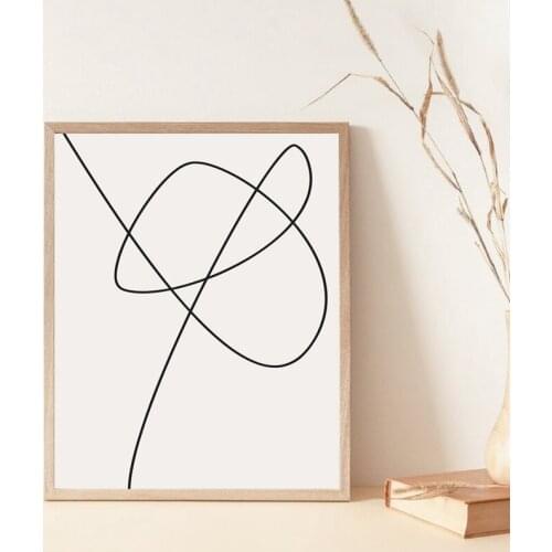 Modern Abstract Line Drawing Art Print Black White Pictures Minimalist Wall Art Canvas Painting Scandinavian Poster Home Decor