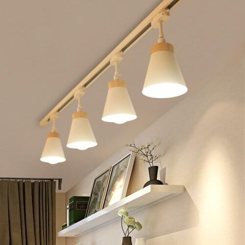 Modern Track Lighting Spotlight LED Shop Light Lot Nordic Wood Track Light Led Fixture Plafond Lamp for Clothing Store