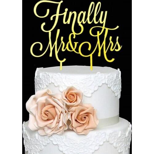 Wedding Cake toppers Finally Mr and Mrs, Cake Topper Wedding Cake Decorating Supplies, Gold Silver Black White Mirror