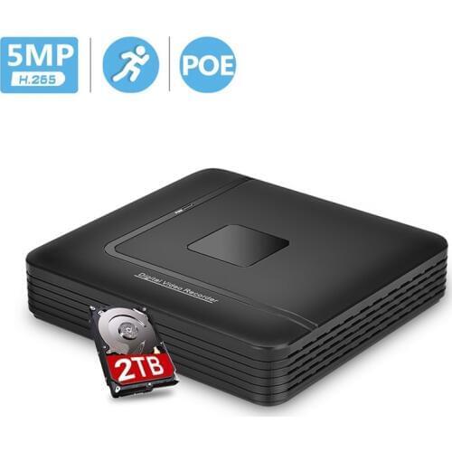 BESDER 4CH PoE NVR H.265 5MP Active 48V PoE Video Recorder NVR 4 Channels Security NVR DVR