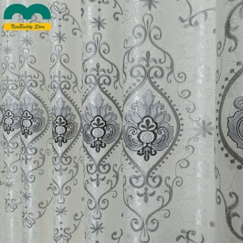 High Level European-style Curtains for Living Dining Room Bedroom Embroidered Curtains White Beige Window Curtains Customized