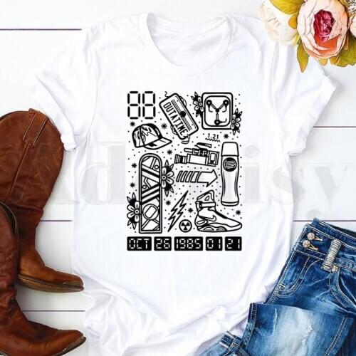 Back To The Future Graphic Retour Vers Le Futur Short Sleeve Female Tops Tees Harajuku Vogue VintageT Shirts Womens T-shirt