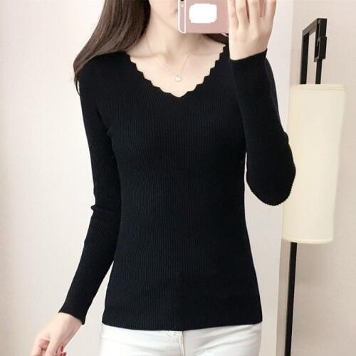 2019 Sweater Women Blusas De Inverno Feminina New Winter Jacket Korean Tight Sleeved V Neck Sweater Female A Bottoming Shirt