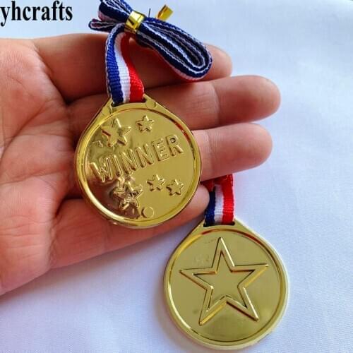 6PCS/LOT.3.7cm plastic gold trophy cup hanger Souvenirs Kids sports medal Winner Outdoor games Kids Reward Xmas tree ornament
