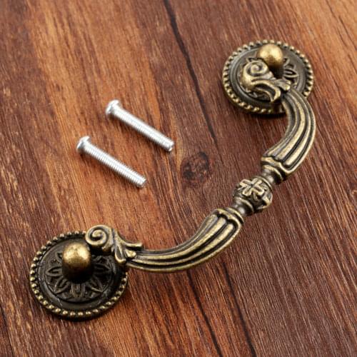 1pc Retro Knob Cupboard Door Kitchen Cabinet Wood Jewelry Box with screws 125mm*45mm Furniture Hardware
