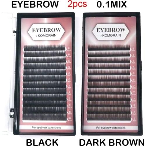 2 Tray Eyebrown Extensions Mix Length False Eyebrow 12 Lines Per Tray No Curl Eyebrow Professional Eyebrow Extensions