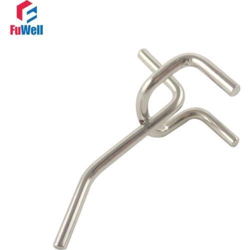 20pcs 60mm Length Metal Chrome-plated Pegboard Hooks 25mm Hole Pitch Display Hooks for Supermarket Store