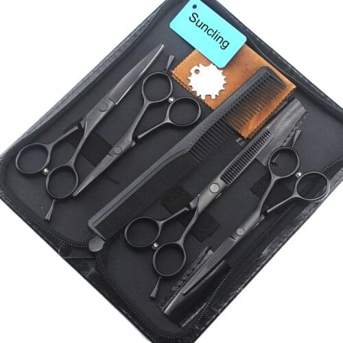 4-5.5 Inch Black Japanese Stainless Steel Hair Cutting Scissors Sharpener Set