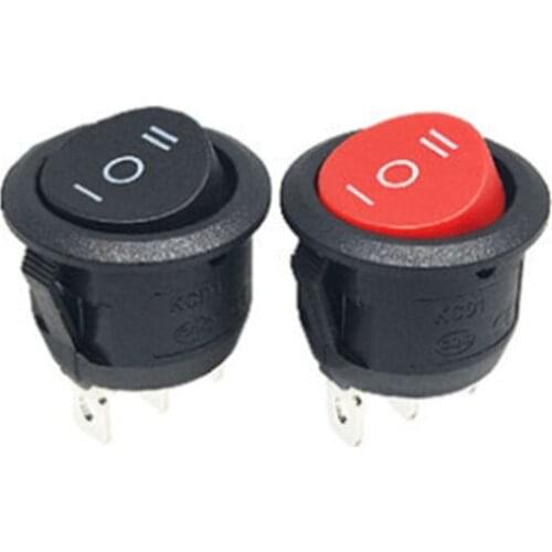 Free shipping 5PCS 20MM opening round three-legged Illuminated red rocker switch KCD1-105 3 feet 2 files LIGHT