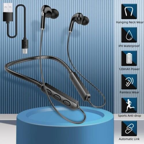 Earphone Bluetooth-compatible 5.1 Wireless Headset Neckband Earphones IPX5 Waterproof Sport Earbud With Noise Cancelling Mic