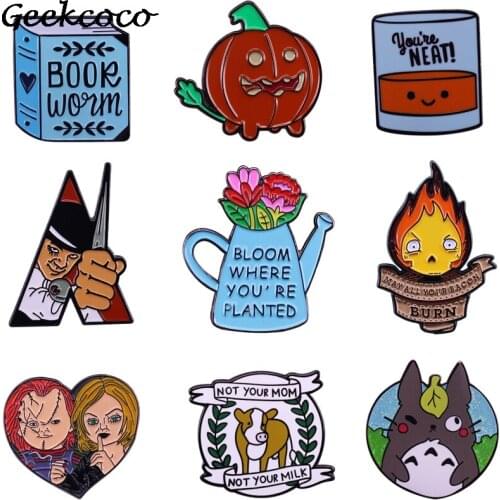 20pcs/lot J2069 Funny Moon Enamel Pins and Brooches for Women Men Anime Lapel pin backpack bags badge Collection Gifts