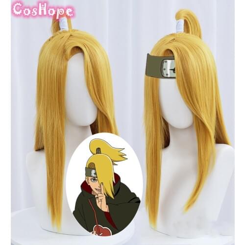 Deidara Cosplay Naruto Cosplay Men Long Golden Yellow Wig Cosplay Anime Cosplay Wig Heat Resistant Synthetic Wigs