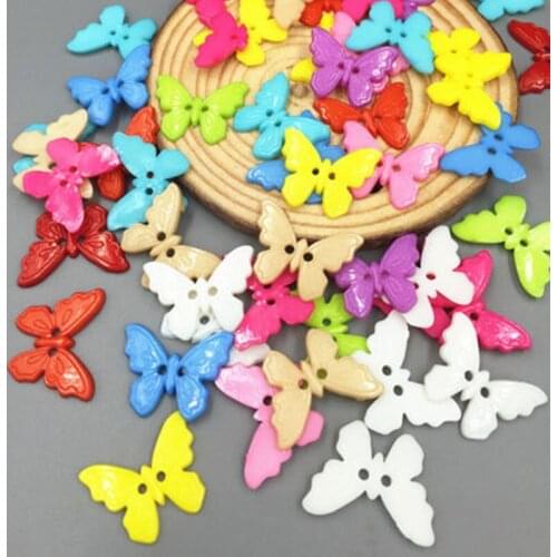 DIY 200PCS Mixed Color Resin Butterflies Sewing Buttons Scrapbooking Decoration 21mm