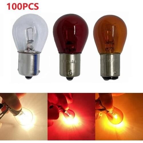 100pcs 1156 BAU15S PY21W Car Indicator Light 1157 BAY15D Brake Reverse Lamp Parking Light Amber Yellow RED Halogen Lamp DC12V