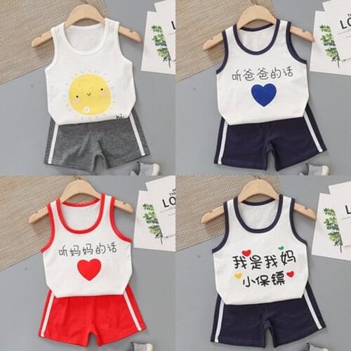 Summer New Baby Boy Clothes Set 0-6year Cotton Clothing Childrens Cotton Clothes T-shirt+shorts Baby Girl Casual Clothing Sets