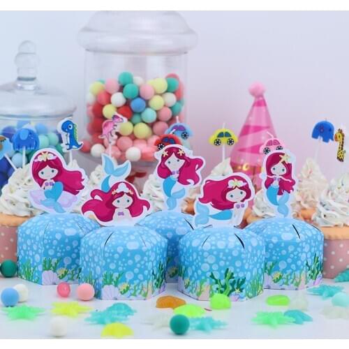New Pretty Mermaids Favor Box Candy Box Gift Box Cupcake Box Boy Kids Birthday Party Supplies Decoration Event Party Supplies