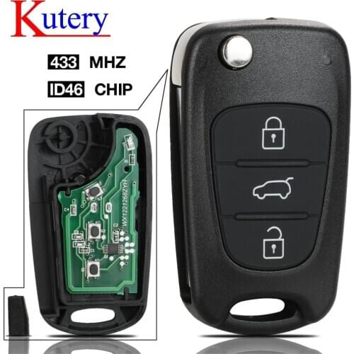 Kutery 433.91MHz Chip ID46 Remote Car Key for Kia Sportage K2 K3 K5 Soul 3 Buttons Flip Folding Key fob