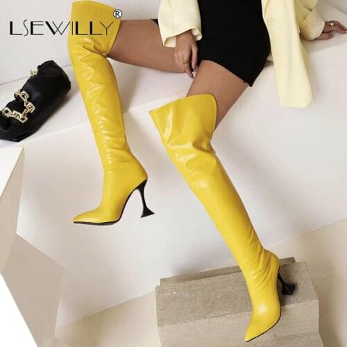 Lsewilly 2021 Women Fashion Over the Knee Boots Sexy Thin High Heel Pointed Toe Ladies Thigh Boots Back Zipper Womens Boots