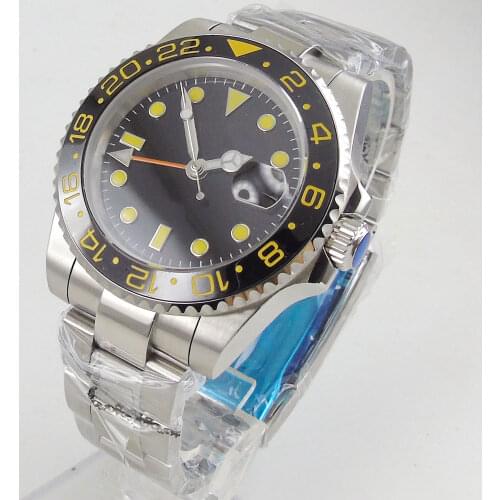 Sapphire Glass 40mm Back Dial Ceramic Turning Bezel GMT Function Automatic Movement Mens Watch