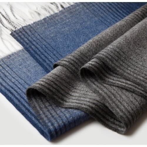 Men 100% Cashmere Scarf Luxury Winter Soft Keep Warm Gradient Plaid Inner Mongolia Pure Natural Cashmere Wool Pashmina Shawl
