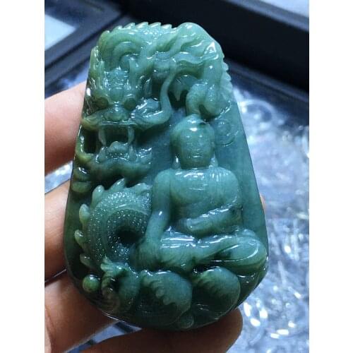 Natural Myanmar jade A HandCarved guan yin Buddha jadeite jade yellow jade pendant jade necklace jewelry necklaces